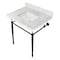 Fauceture KVPB3022M8SQ0 30" Console Sink with Brass Legs (8-Inch, 3 Hole), Marble White/Matte Black KVPB3022M8SQ0 - alternate 1